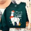 Cute Llama With Santa Hat Christmas Sweatshirt Lovely Unique Xmas Gift