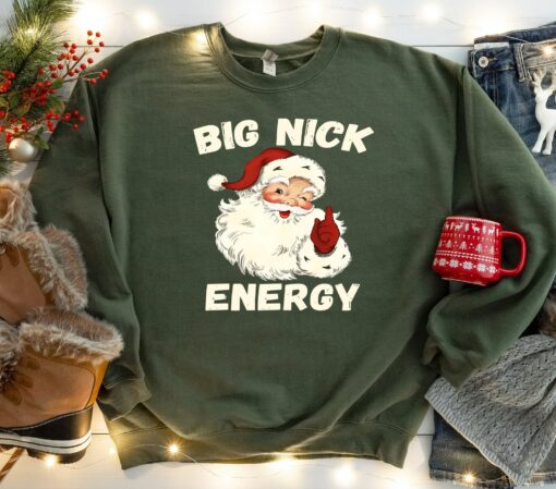 Cute Men Funny Santa Nick Energy Christmas Sweatshirt