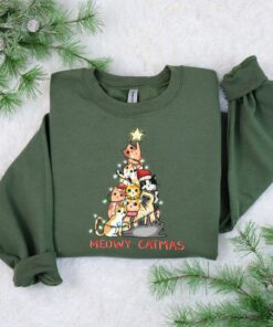 Cute Meowy Catmas Bling Lights Sweatshirt Unique Xmas Gift