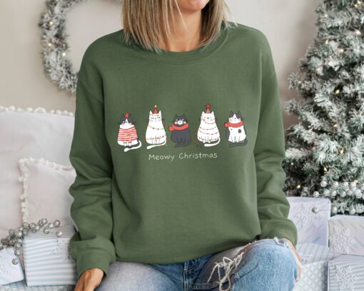 Cute Meowy Christmas Sweatshirt Trendy Unique Xmas Gift