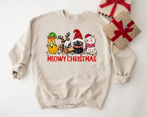 Cute Meowy Happy Cat Year Christmas Sweatshirt