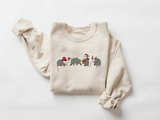 Cute Opossum Possum Christmas Lights Sweatshirt Unique Christmas Gift