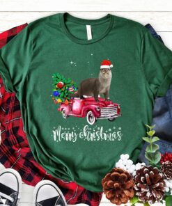 Cute Otter Merry Christmas Ride Red Truck Sweatshirt Unique Xmas Gift