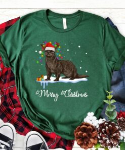 Cute Otters Merry Christmas Lights Tree Sweatshirt Unique Xmas Gift