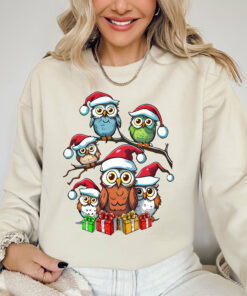 Cute Owl Merry Christmas Cute Animals Sweatshirt Lovely Unique Xmas Gift