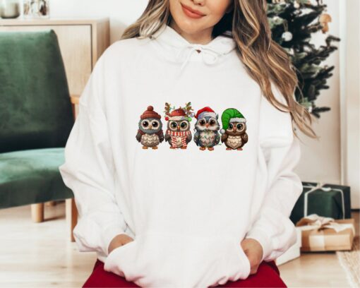 Cute Owl Merry Christmas Funny Sweatshirt Lovely Unique Xmas Gift