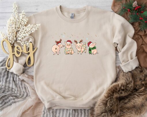 Cute Pink Pig Christmas Funny Sweatshirt