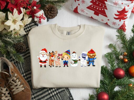 Cute Rudolph The Red-Nosed Reindeer Snowman Friends Sweatshirt