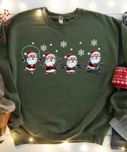 Cute Santa Claus Gym Workout Christmas Sweatshirt Lovely Unique Xmas Gift