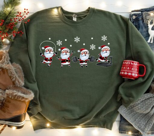 Cute Santa Claus Gym Workout Christmas Sweatshirt Lovely Unique Xmas Gift