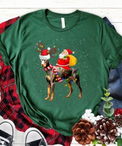 Cute Santa Riding Doberman Dog Christmas Pajama Sweatshirt Lovely Unique Xmas Gift