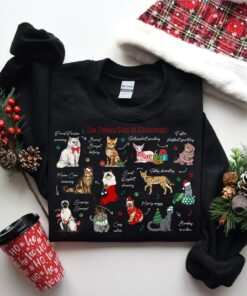 Cute The Twelve Cats Of Christmas Sweatshirt Lovely Unique Xmas Gift