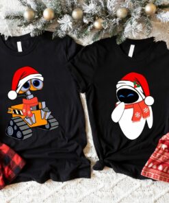 Cute Wall-E And Eve Santa Hat Christmas Disneyland Couples Xmas Sweatshirt