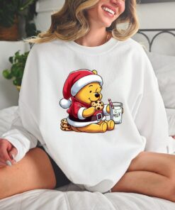 Cute Winnie The Pooh Dink Milk With Cookie Christmas Sweatshirt