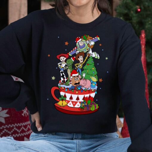 Cute Woody Jessie Buzz Lightyear Christmas Tea Cup Christmas Sweatshirt