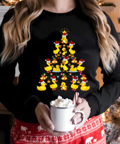 Cute Yellow Duck Christmas Tree Brigh Lights Sweatshirt Lovely Unique Xmas Gift