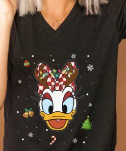 Daisy Buffalo Plaid Bow Tie Christmas T-Shirt Disney