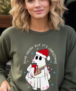 Dead Inside But It’s Christmas Christmas Cute Ghost Boojee Sweatshirt Tee Sweatshirt