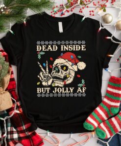 Dead Inside But Jolly AF Skeleton Say Hi Funny Sweatshirt