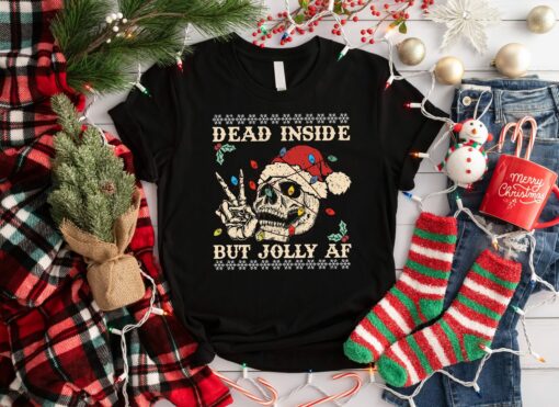 Dead Inside But Jolly AF Skeleton Say Hi Funny Sweatshirt