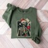 Dead Inside Skeleton Drink Coffee Funny Christmas Sweatshirt Gift