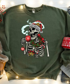 Dead Inside Skeleton Sarcastic Coffee Christmas Sweatshirt