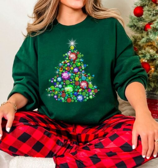 Diamond Bling Sparkling Christmas Tree Sweatshirt Lovely Unique Xmas Gift