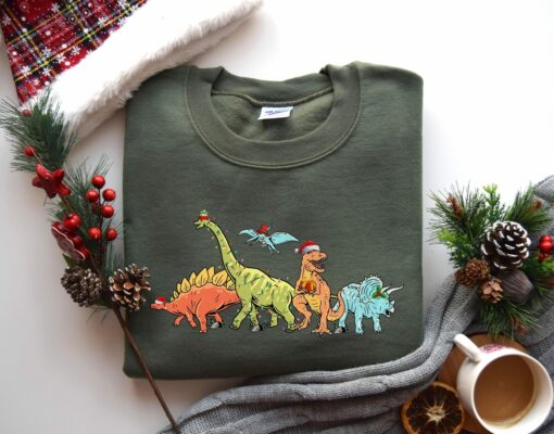 Dinosaur Christmas Lights Sweatshirt T-Rex Merry Christmas Lovely Unique Xmas Gift