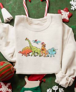Dinosaur T-Rex Merry Christmas Bling Lights Sweatshirt Unique Xmas Gift