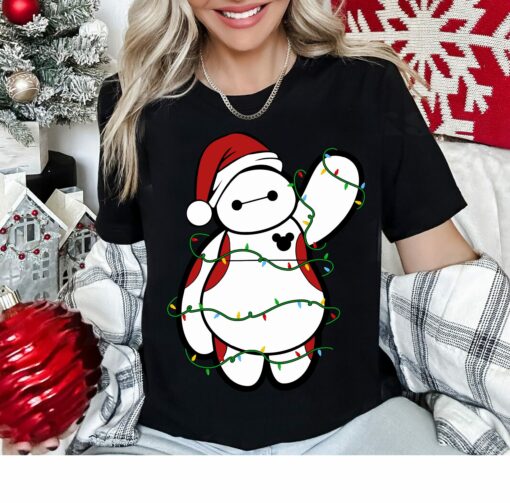 Disney Big Hero Santa Baymax Christmas Lights Xmas Family Matching Sweatshirt Gifts