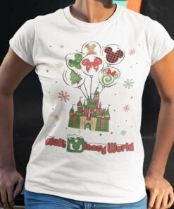 Disney Castle With Balloon Fly Up Christmas T-shirt