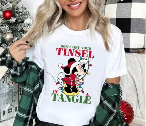 Disney Christmas Minnie Mouse Santa Don’t Get Your Tinsel In A Tangled Tinsel Sweatshirt Lovely Unique Xmas Gift