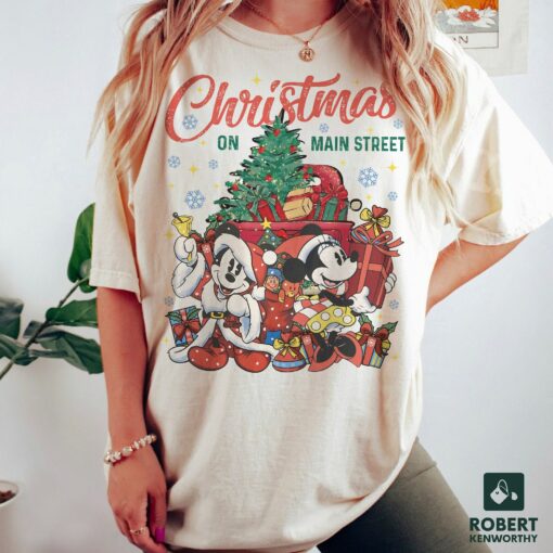 Disney Minnie Mickey Christmas On Main Street Sweatshirt Xmas Gifts