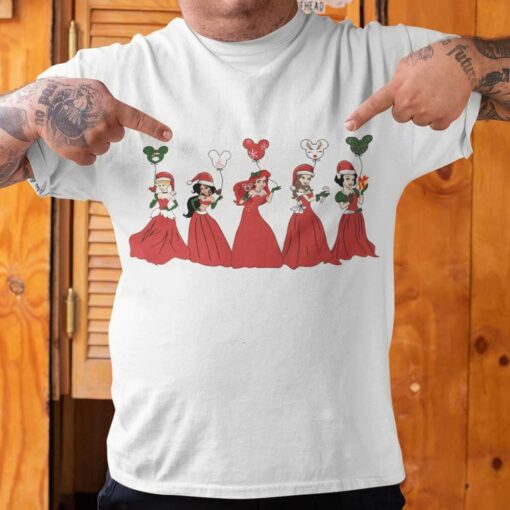 Disney Princess with Mickey Balloon Christmas T-shirt