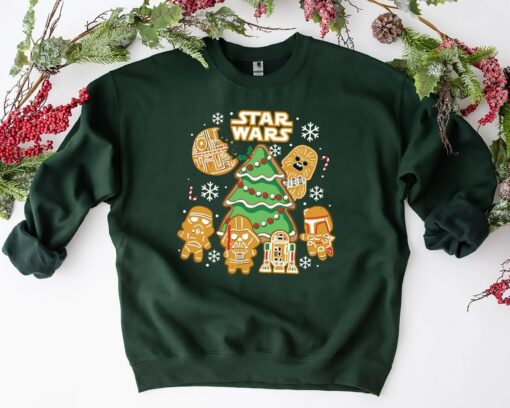 Disney Star Wars Characters Darth Vader Chewie Ginger Cookies Christmas Sweatshirt