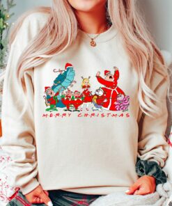 Disneyland Alice In The Wonderland Merry Christmas White Rabbit Cheshire Cat Santa Sweatshirt Lovely Unique Xmas Gift