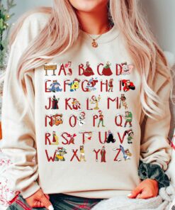 Disneyland Alphabet Christmas Characters From A To Z Funny Sweatshirt Lovely Unique Xmas Gift