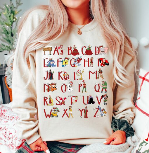 Disneyland Alphabet Christmas Characters From A To Z Funny Sweatshirt Lovely Unique Xmas Gift