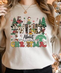 Disneyland Animal Kingdom Wild About Christmas Mickey And Friends Leopard Sweatshirt Lovely Unique Xmas Gift