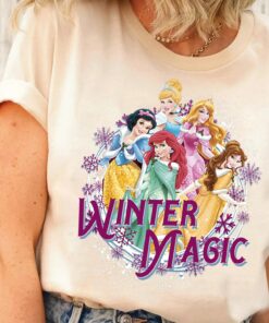 Disneyland Beautiful Princesses Winter Magic Ariel Belle Characters Christmas Sweatshirt Lovely Unique Xmas Gift