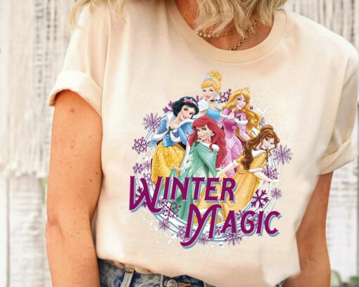 Disneyland Beautiful Princesses Winter Magic Ariel Belle Characters Christmas Sweatshirt Lovely Unique Xmas Gift