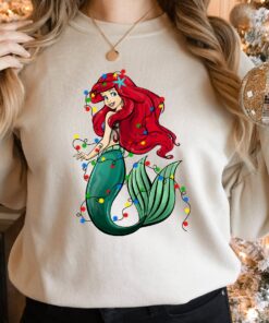 Disneyland Beautiful The Little Mermaid Princess Ariel Christmas Light Sweatshirt