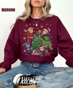 Disneyland Chibi Avengers Friends Characters Group MCU Santa Christmas Sweatshirt