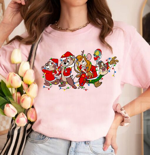 Disneyland Chip N Dale Rescue Ranger Christmas Lights Sweatshirt Lovely Unique Xmas Gift