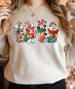 Disneyland Christmas Coffee Latte Cute Mickey Minnie Christmas Sweatshirt