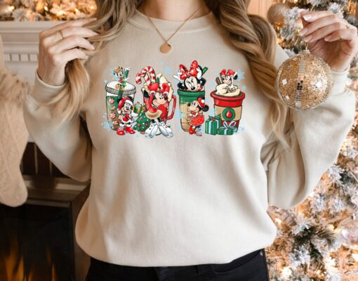 Disneyland Christmas Coffee Latte Cute Mickey Minnie Christmas Sweatshirt