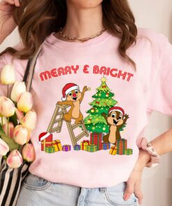 Disneyland Christmas Merry And Bright Cute Chip N Dale Outfit Sweatshirt Unique Xmas Gift