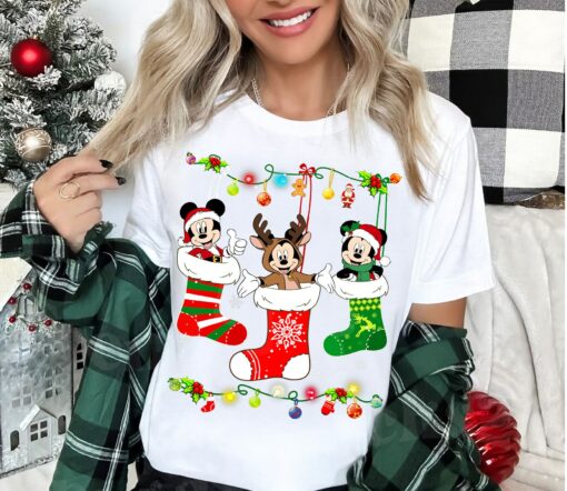 Disneyland Christmas Sock Mickey Mouse Santa Christmas Sweatshirt Lovely Unique Xmas Gift