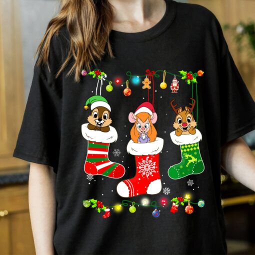 Disneyland Cute Chip N Dale Christmas Sock Sweatshirt Unique Xmas Gift