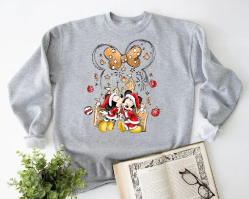 Disneyland Cute Couples Mickey And Minnie Mouse Christmas Lights Sweatshirt Lovely Unique Xmas Gift